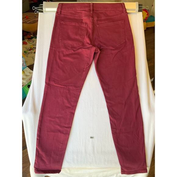 Express Women Cropped Leggings size 6 Red Mid Rise Stretch - Picture 10 of 10